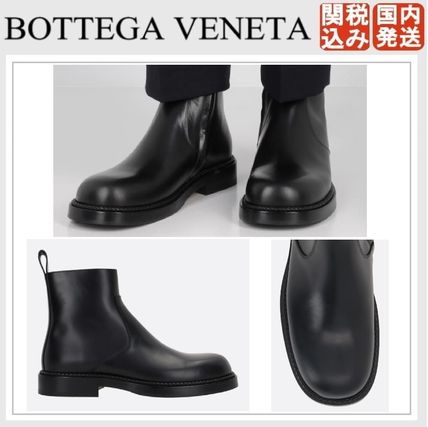 ブーツ BOTTEGA VENETA Men Boots Black 754569V2WX0 1000 Bottega Veneta Ben Smooth Leather Ankle Boots (BOTTEGA