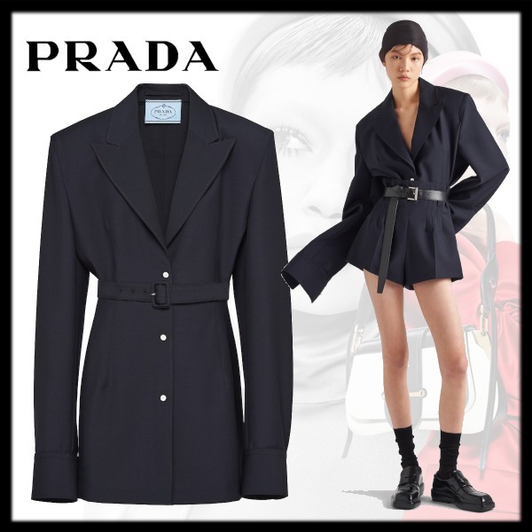 新作【PRADA】シングルブレスト モヘア ジャケット