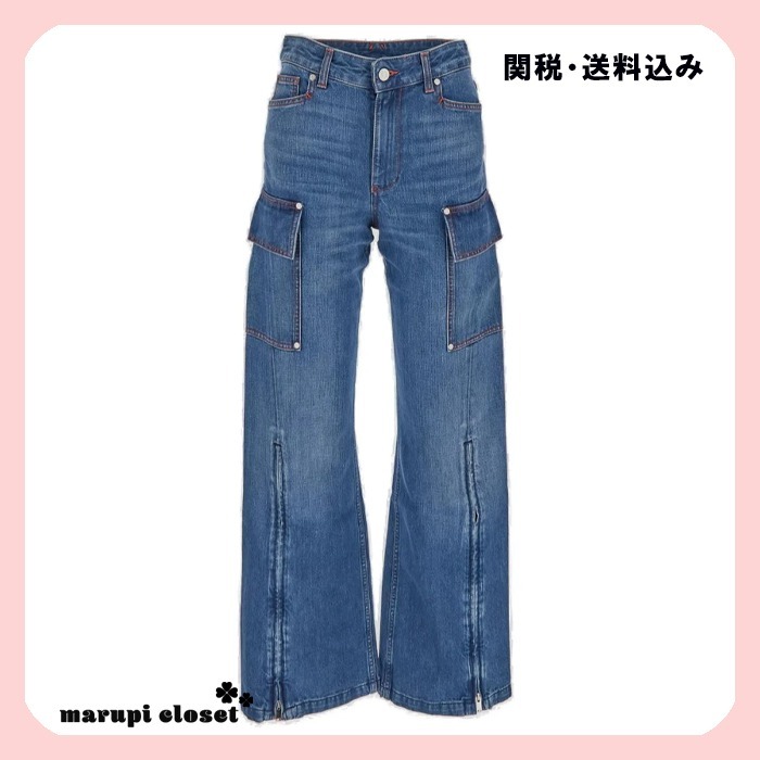 【関税&送料込】Stella Mccartney Cargo Jeans Stella McCartney mid-rise wide-leg Cargo Jeans | Blue | FARFETCH
