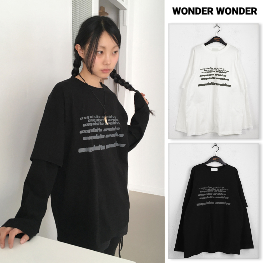 【WONDER WONDER】Overfit S/S Layered All-in-one L/S T