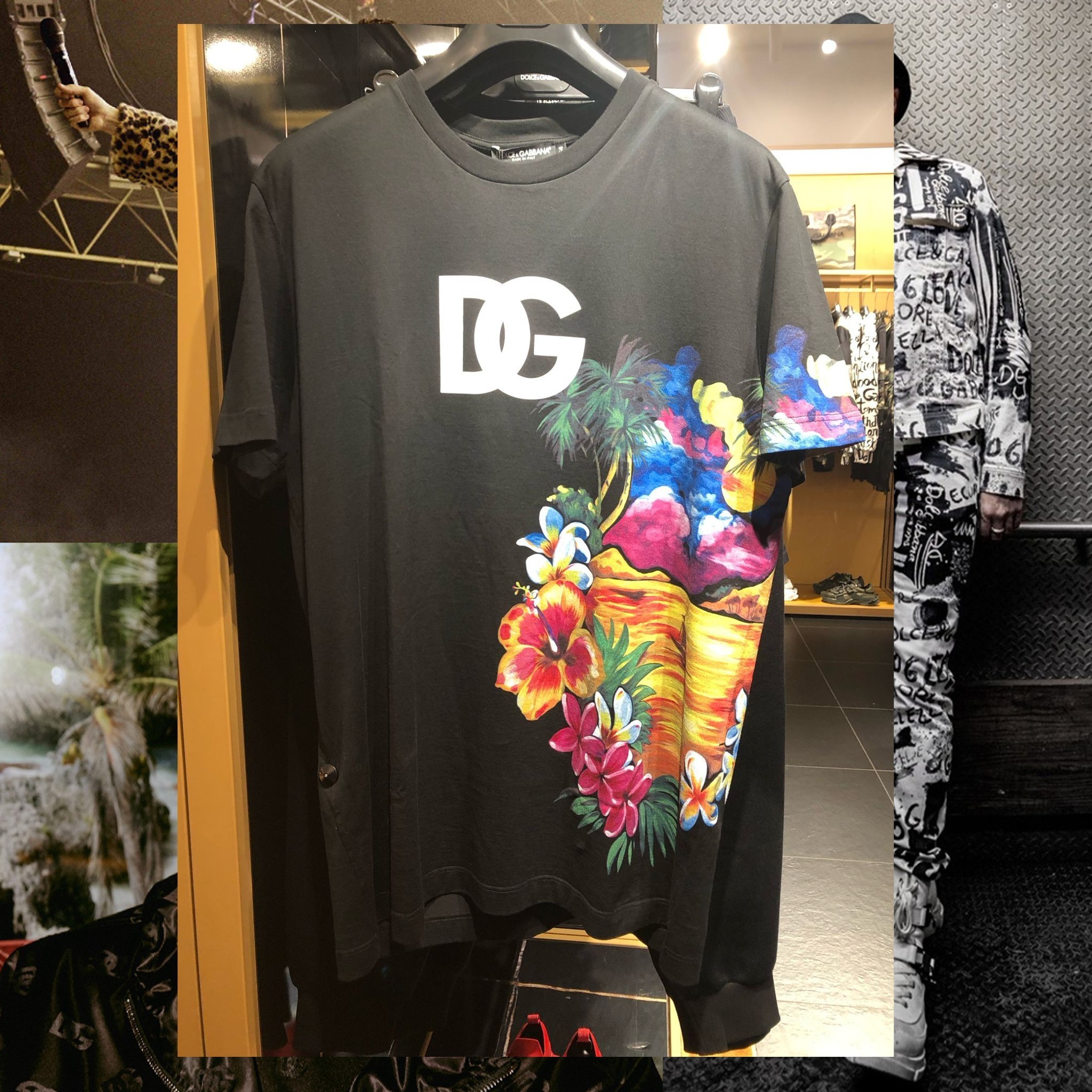 関税込 ドルチェ＆ガッバーナ Tシャツ ハワイアンプリント ロゴ