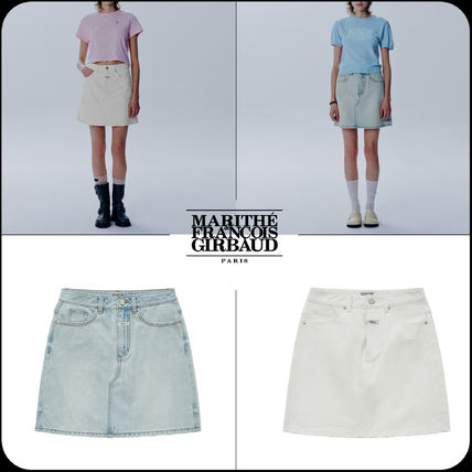 Marithe + Francois Girbaud Mini [MARITHE]★W FRAY EDGE DENIM MINI SKIRT