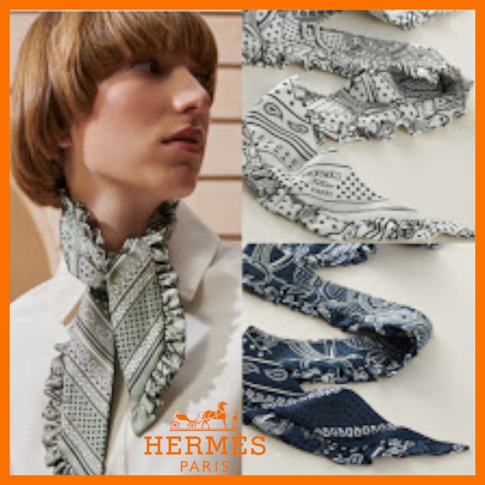 【女性らしい♪】Hermes Eperon d'Or Bandana フリルツイリー