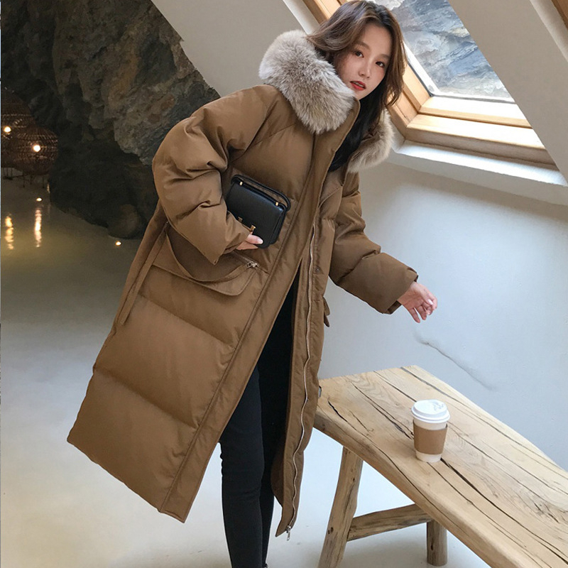 韓国 ダウンコート ロング丈 ファー フード 厚手 全3色 送料無料