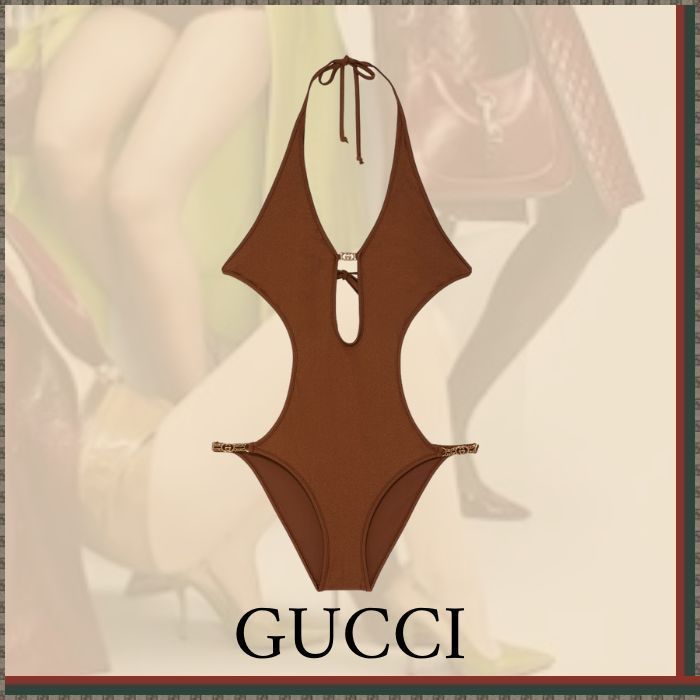 GUCCI☆メタルGG ストレッチ ハイレグ ホルター水着