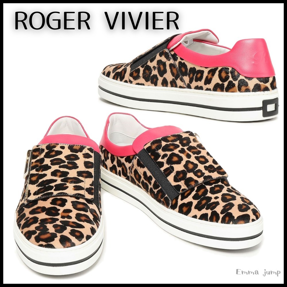 関税送料込♪ROGER VIVIER/レオパード柄 カーフヘア スリッポン