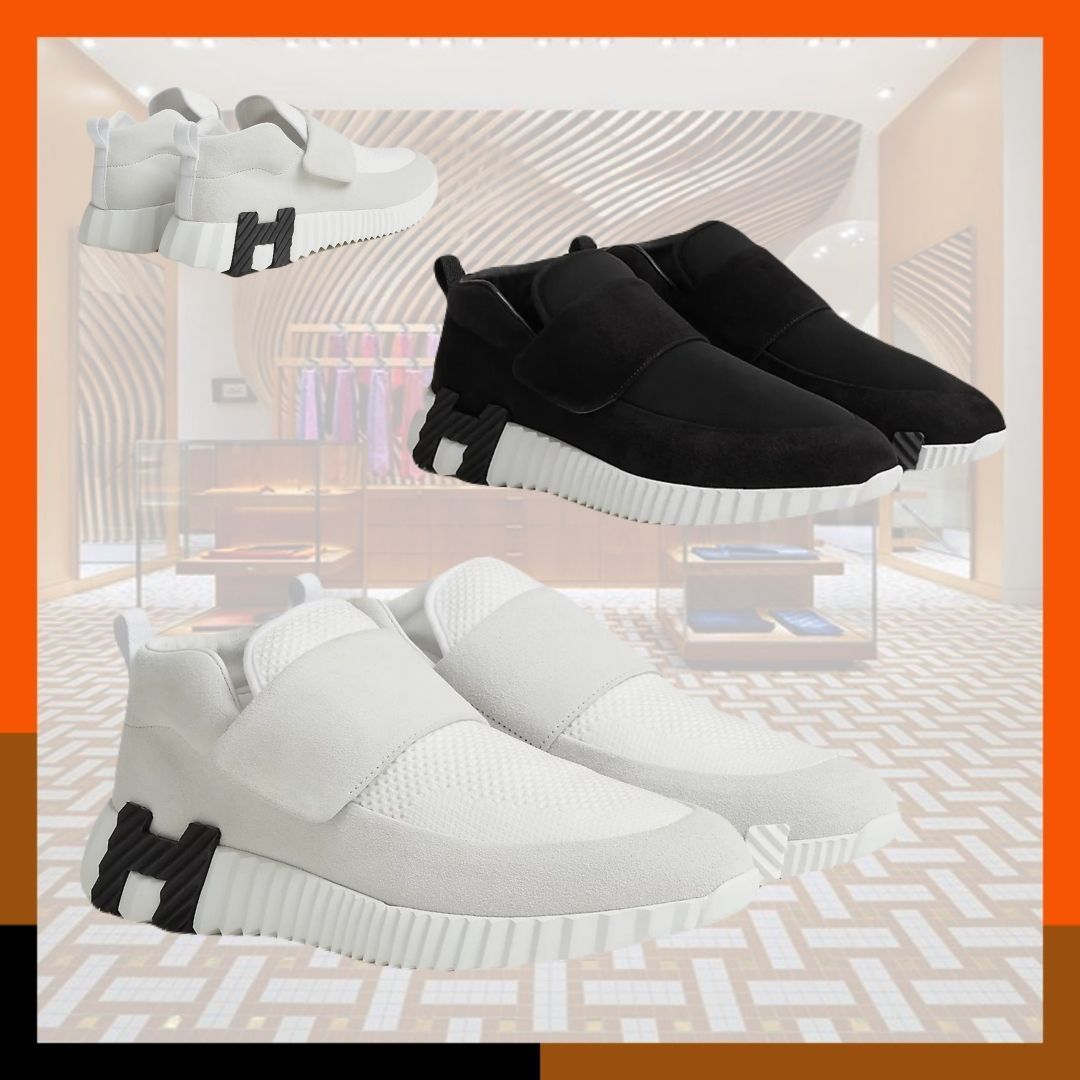 HERMES 最新作 スニーカー お洒落 ロゴ スポーティー 黒 白 H