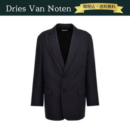 Dries Van Noten Blazers Short Stripes Street Style Cotton Blazers Jackets