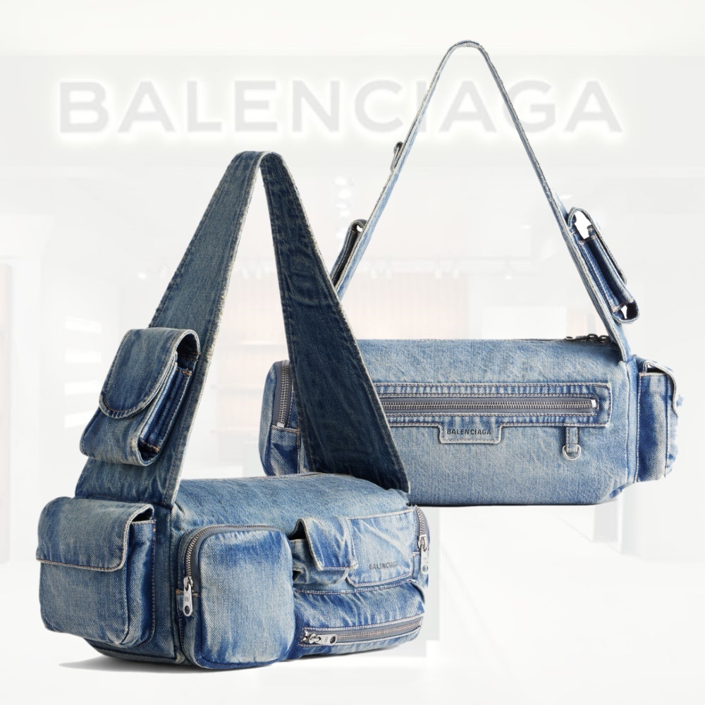 送料込み+BALENCIAGA+SUPERBUSY スモール スリングバッグ デニム