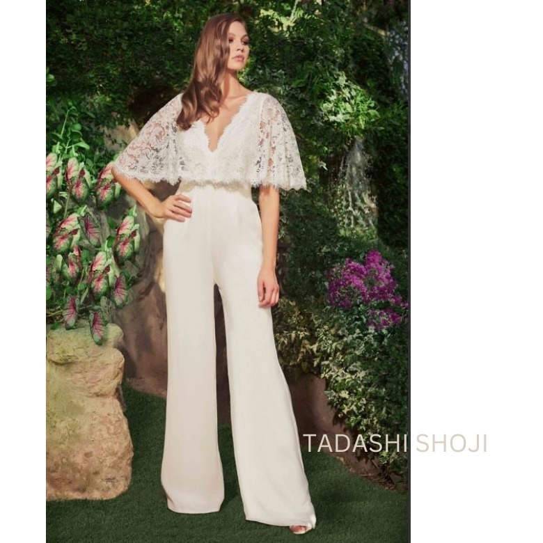 TADASHI SHOJI レースケープレット白ジャンプスーツ フォーマル
