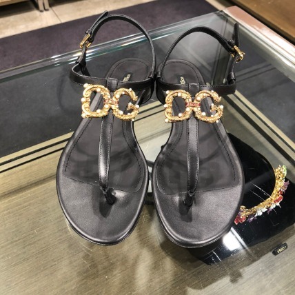 Dolce & Gabbana DGロゴ AMORE レザーサンダル