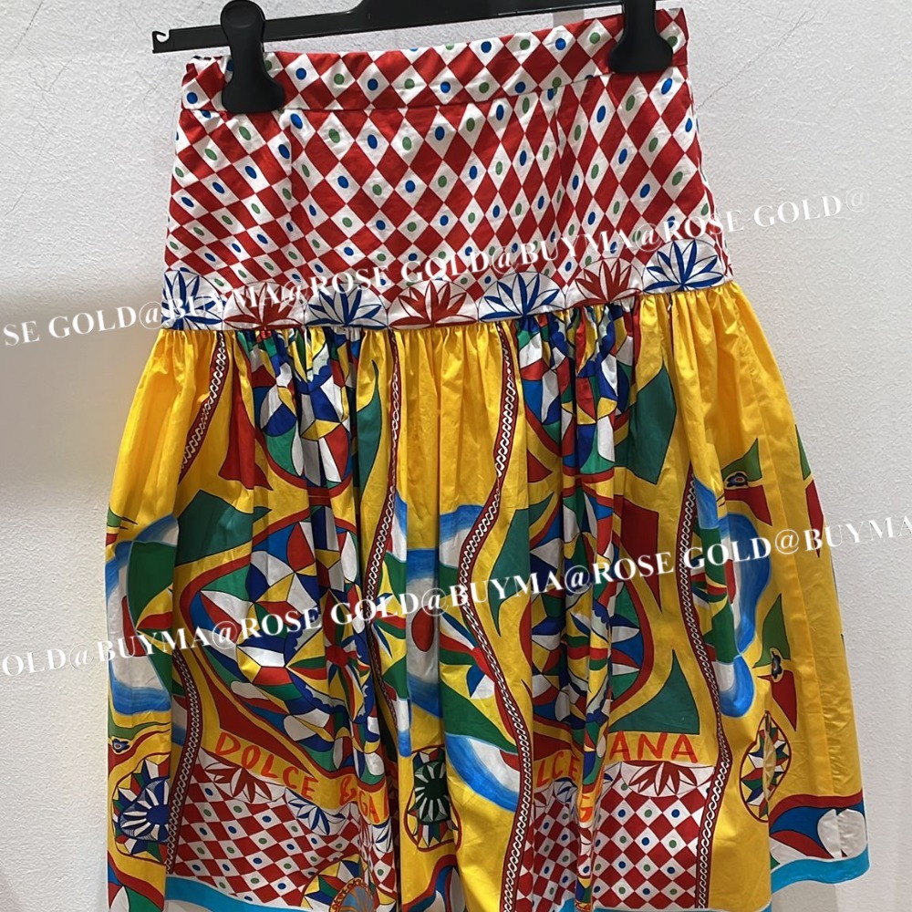 本物保証/Dolce&Gabbana ヨークスカート ポプリン カレット ロゴ