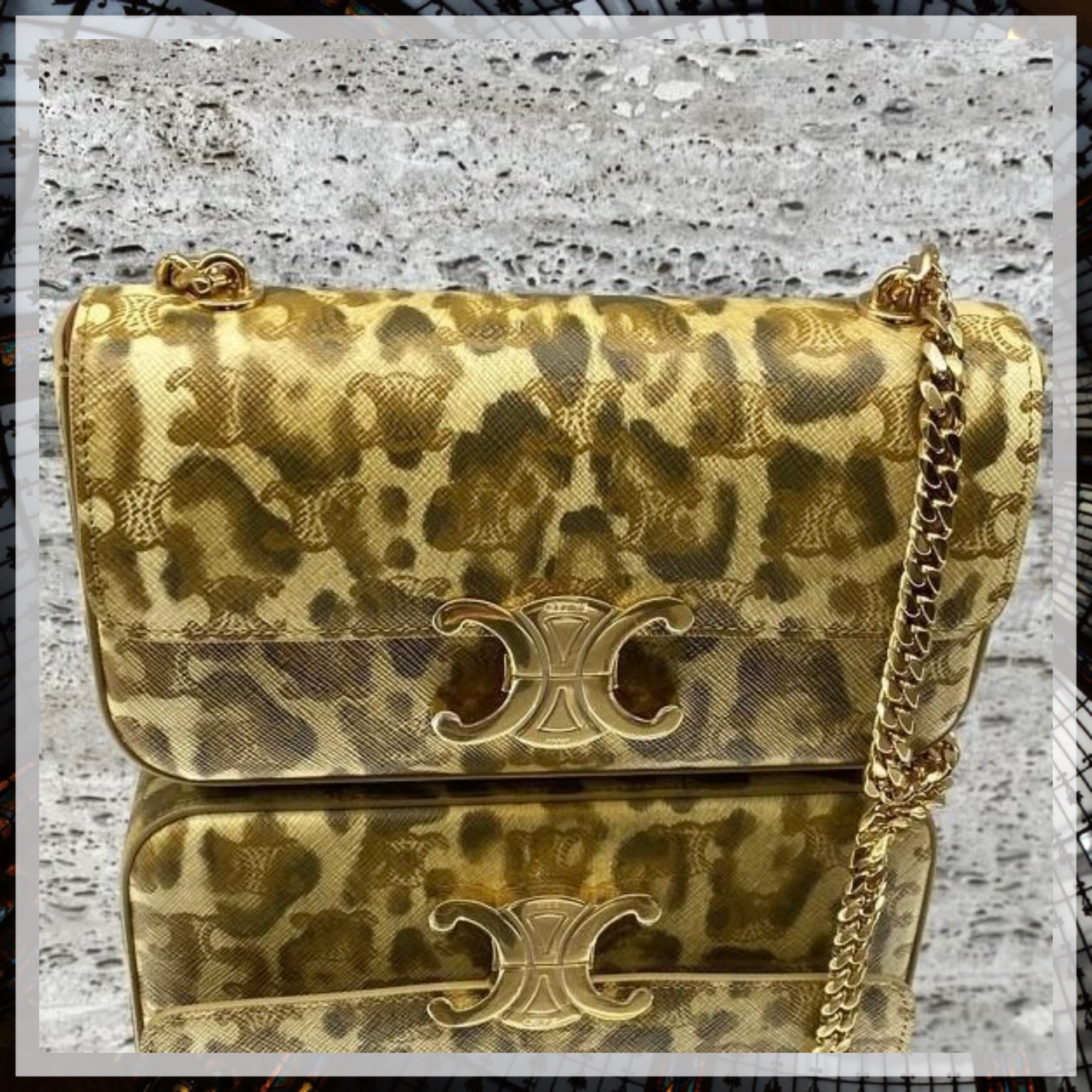 CELINE クロード チェーン ショルダーバッグ レオパード CLAUDE