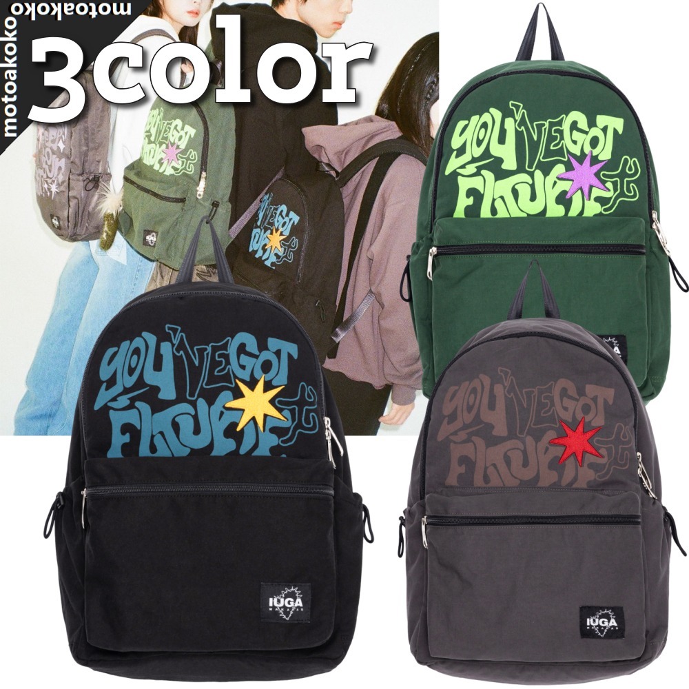 IUGAMAKARAS★韓国★男女兼用★Printed Twill Pocket Backpack