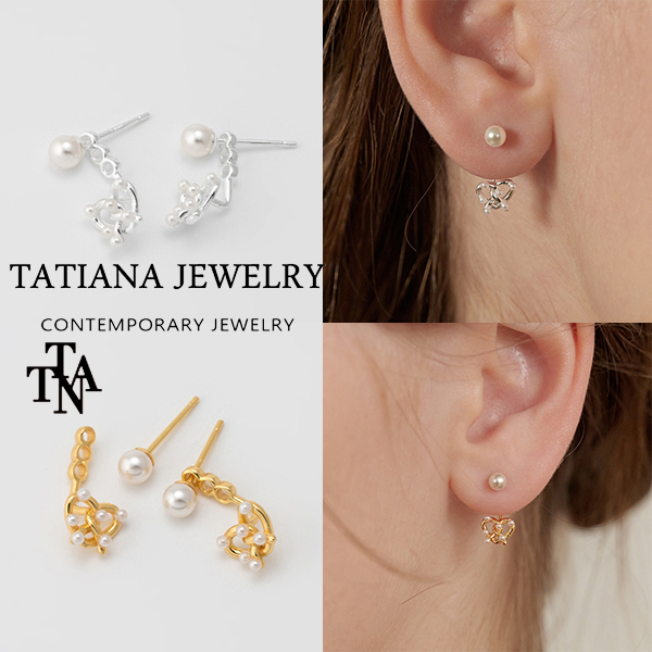 【TATIANA】PEARL PRETZEL HEART EARJACKET EARRING★ピアス