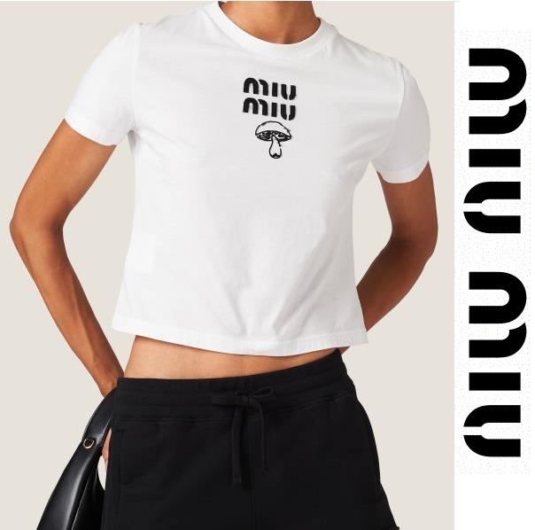 マッシュルームロゴ●MiuMiu●クロップTシャツ