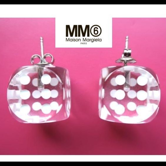 即発 MM6 Maison Margiela リング 指輪 ピアス サイコロ 透明 6