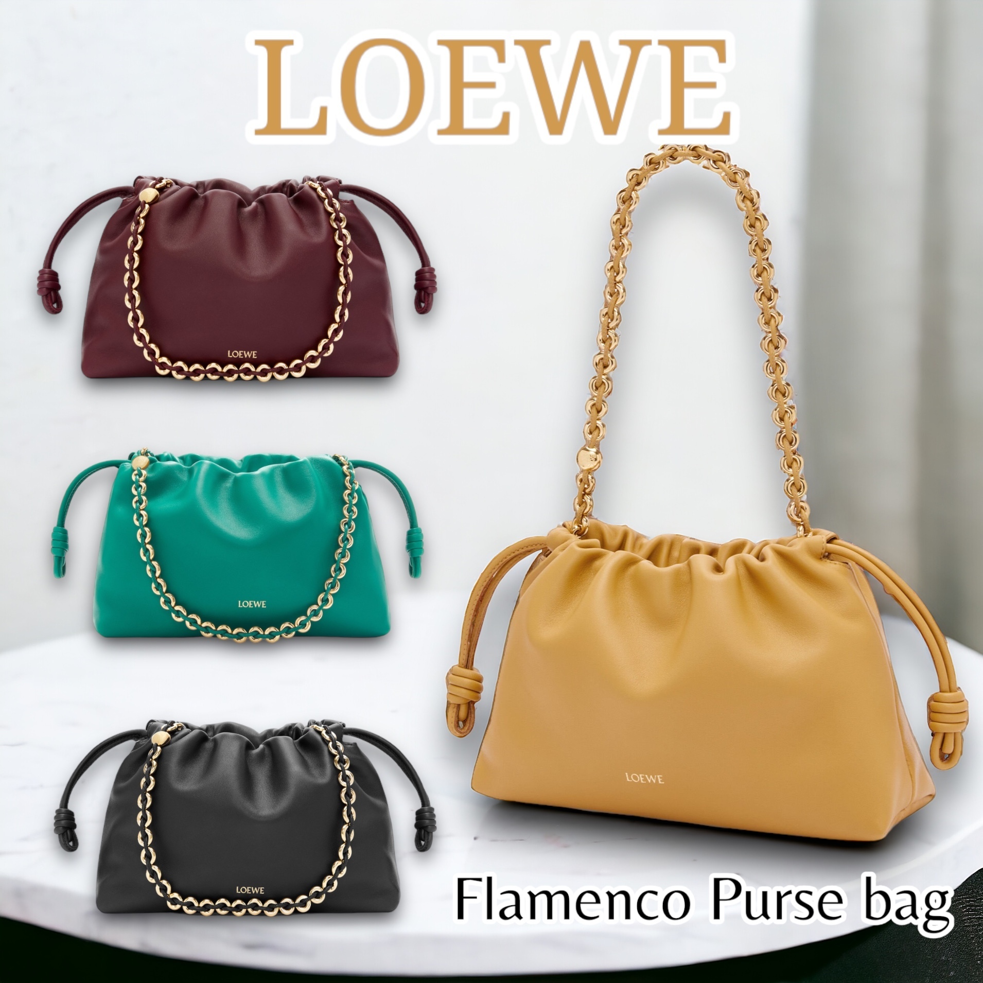 LOEWE＊Flamenco Purse bag レザー パースバッグ＊送料込