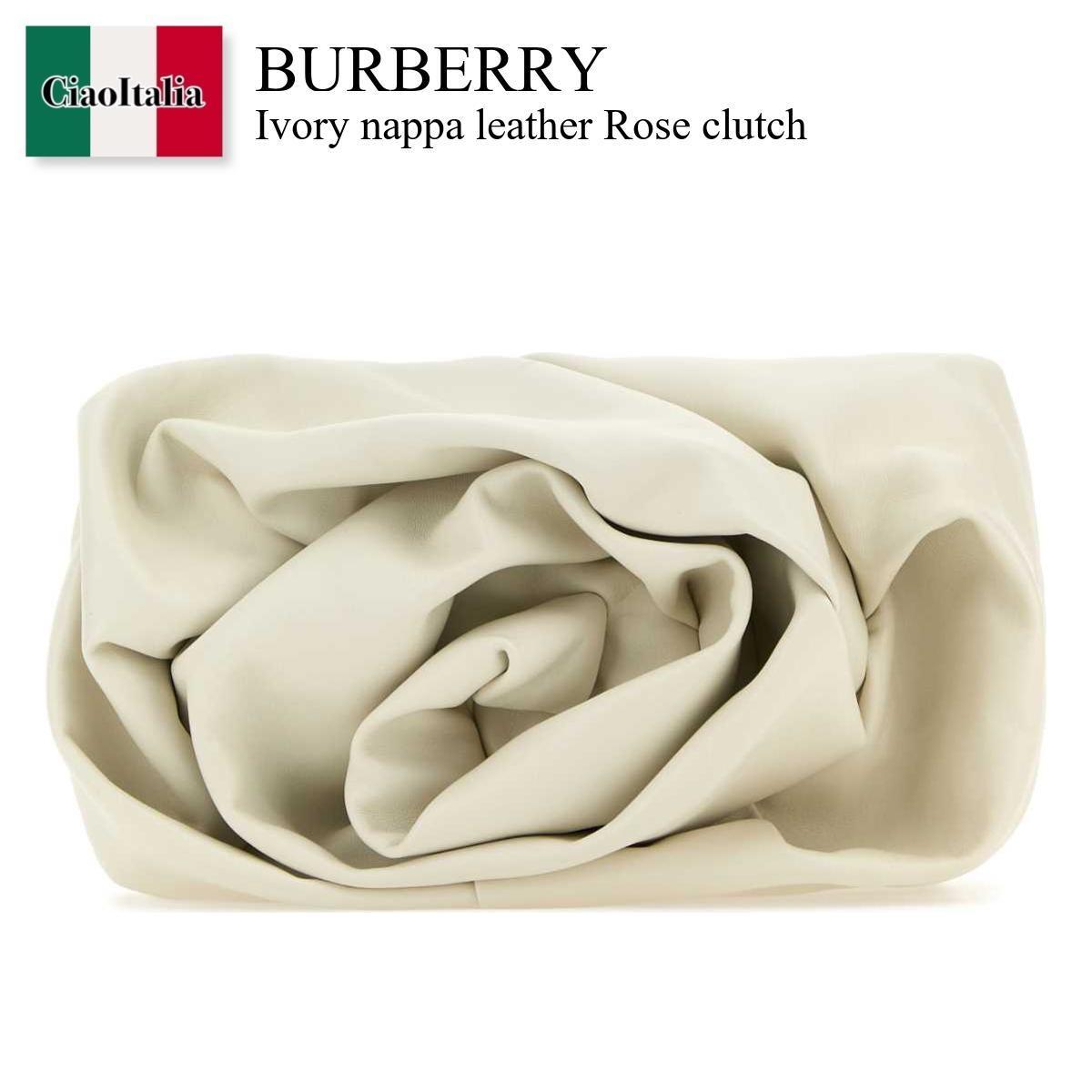 クラッチバッグ Burberry Ivory Nappa Leather Rose Clutch