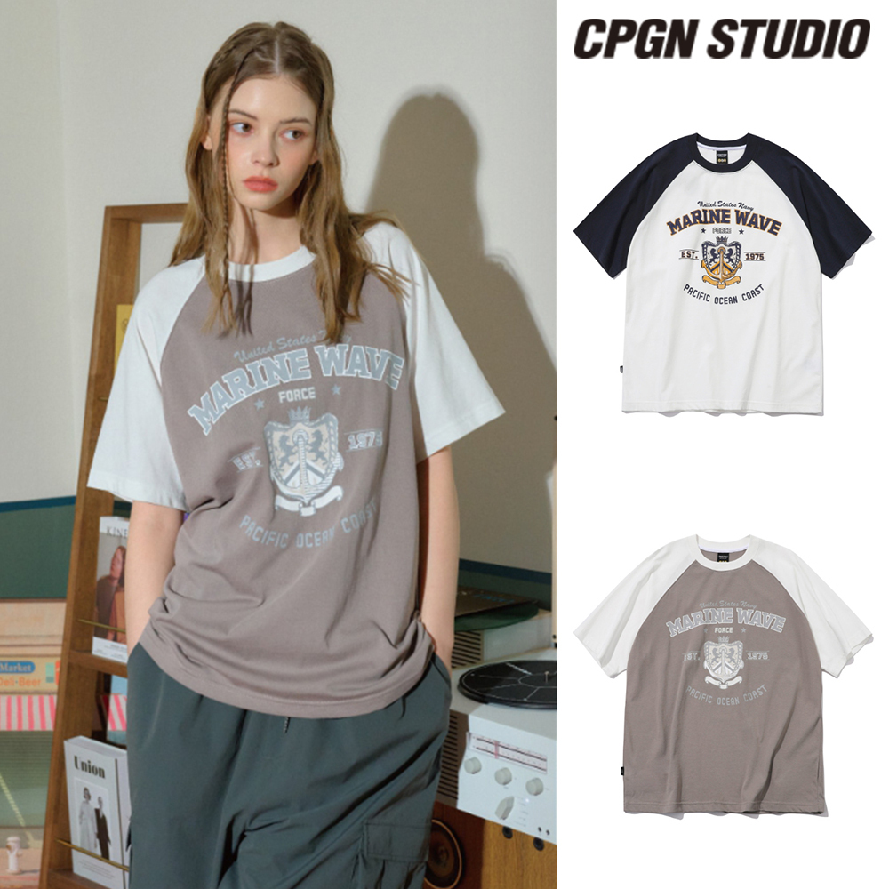 【CPGN STUDIO】24SS★ Marine Wave Raglan Short Sleeve Tee