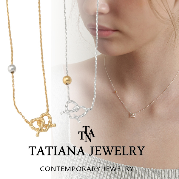 【TATIANA】PRETZEL HEART AND BALL NECKLACE★送料・関税込