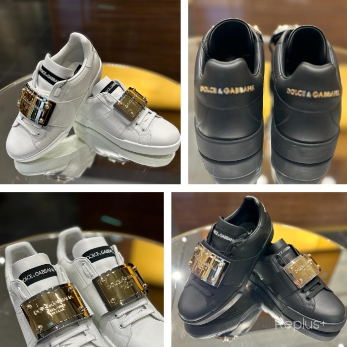 【Dolce&Gabbana】メタルプレート ローカット スニーカー 2色