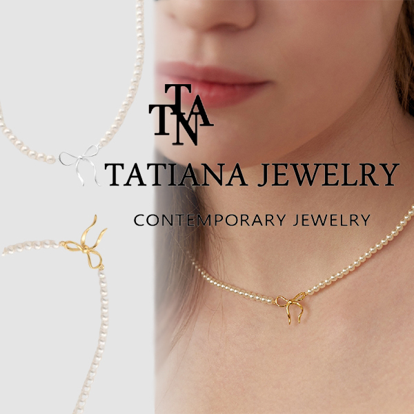 【TATIANA】RIBBON TIE PEARL NECKLACE★送料・関税込★2色
