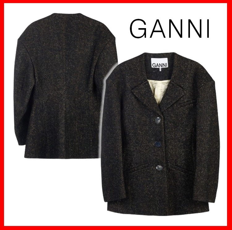☆韓国の人気☆【GANNI】☆女性ジャケット☆BROWN☆