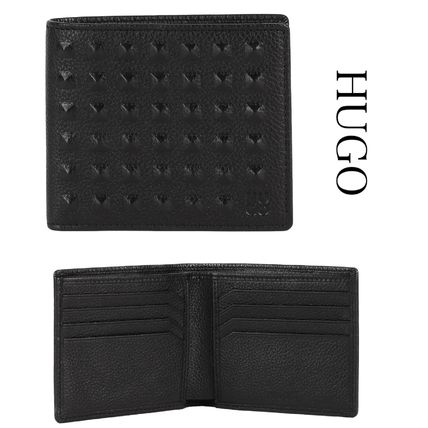 Hugo Boss Folding Wallets Studded Plain Leather Folding Wallet Folding Wallets