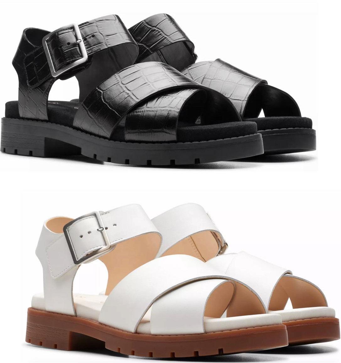 CLARKS サンダル レザー フラット ストラップ