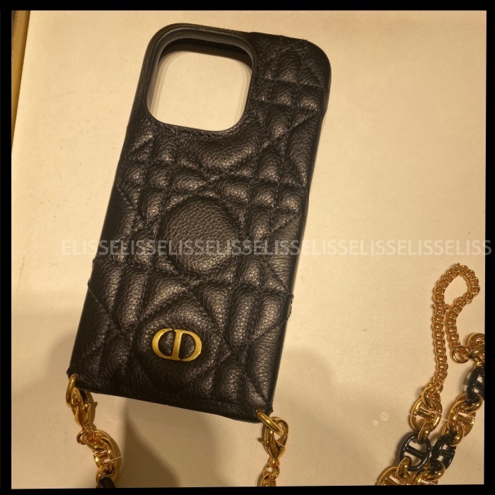 国発すぐ★Dior Caro iPhone 14 Proチェーン付きケース