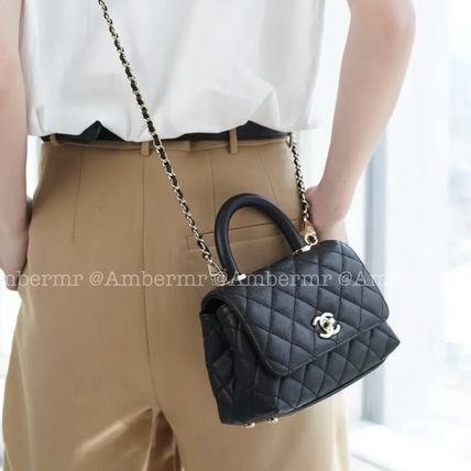 CHANEL Handbags Casual Style Calfskin Chain Plain Leather Party Style