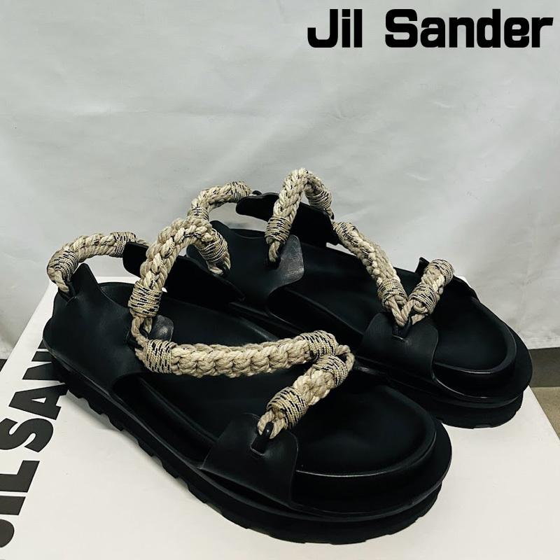 直営店買付 JIL SANDER ジルサンダー レザー ロープ サンダル