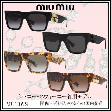 箱付きmiu miuミュウミュウ サングラス オーバーサイズ ブロック柄