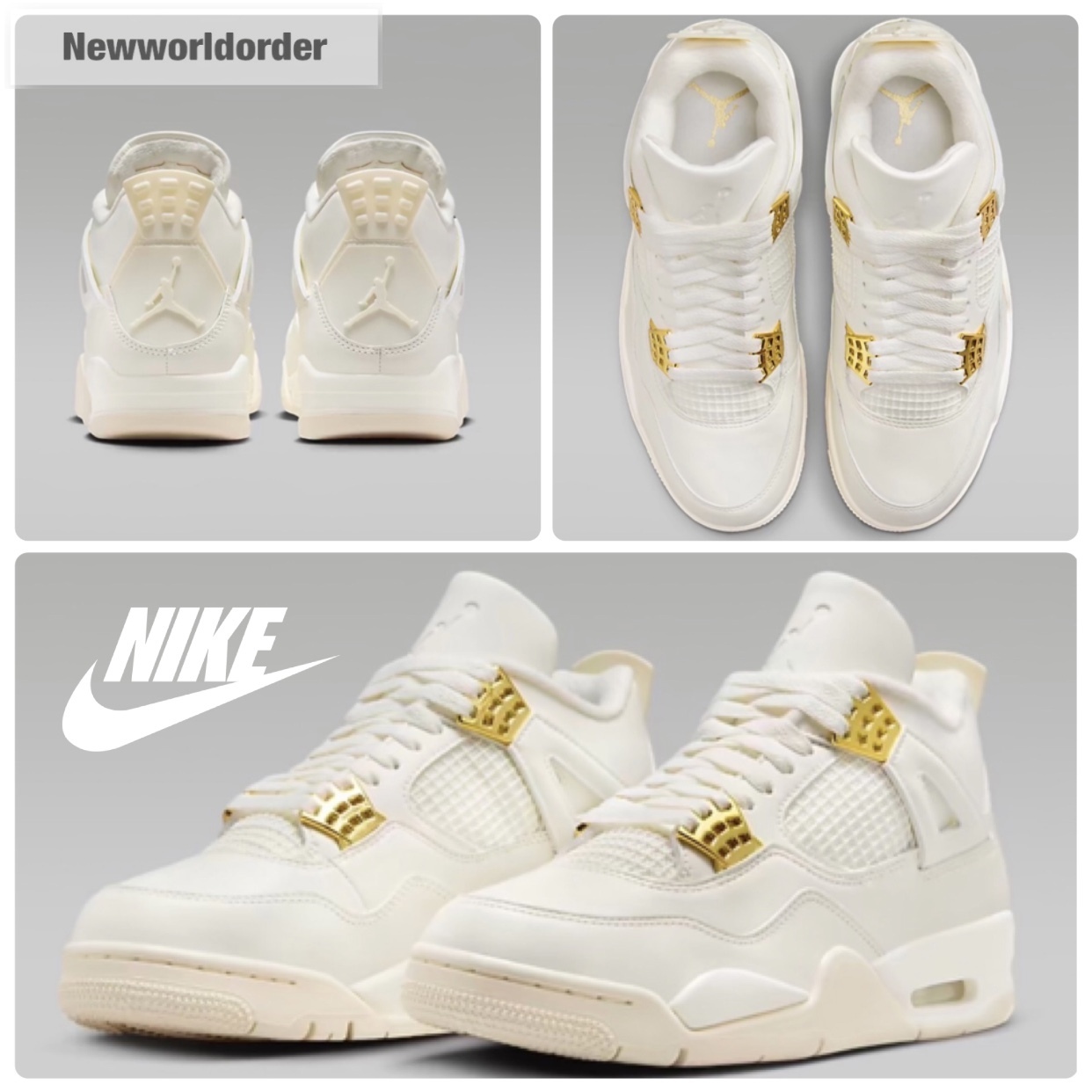 【 White&Gold 】Nike ナイキ ジョーダン4 スニーカー