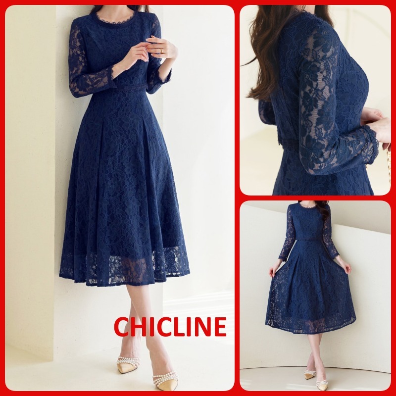 日本未入荷★CHICLINE★レイヤードピンタックレースワンピース