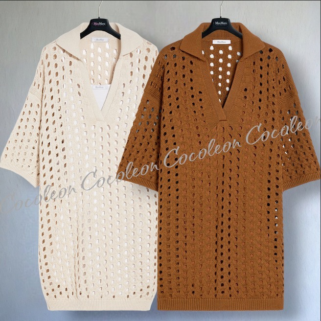 人気【MAXMARA】Abito corto in cotone a rete ドレス