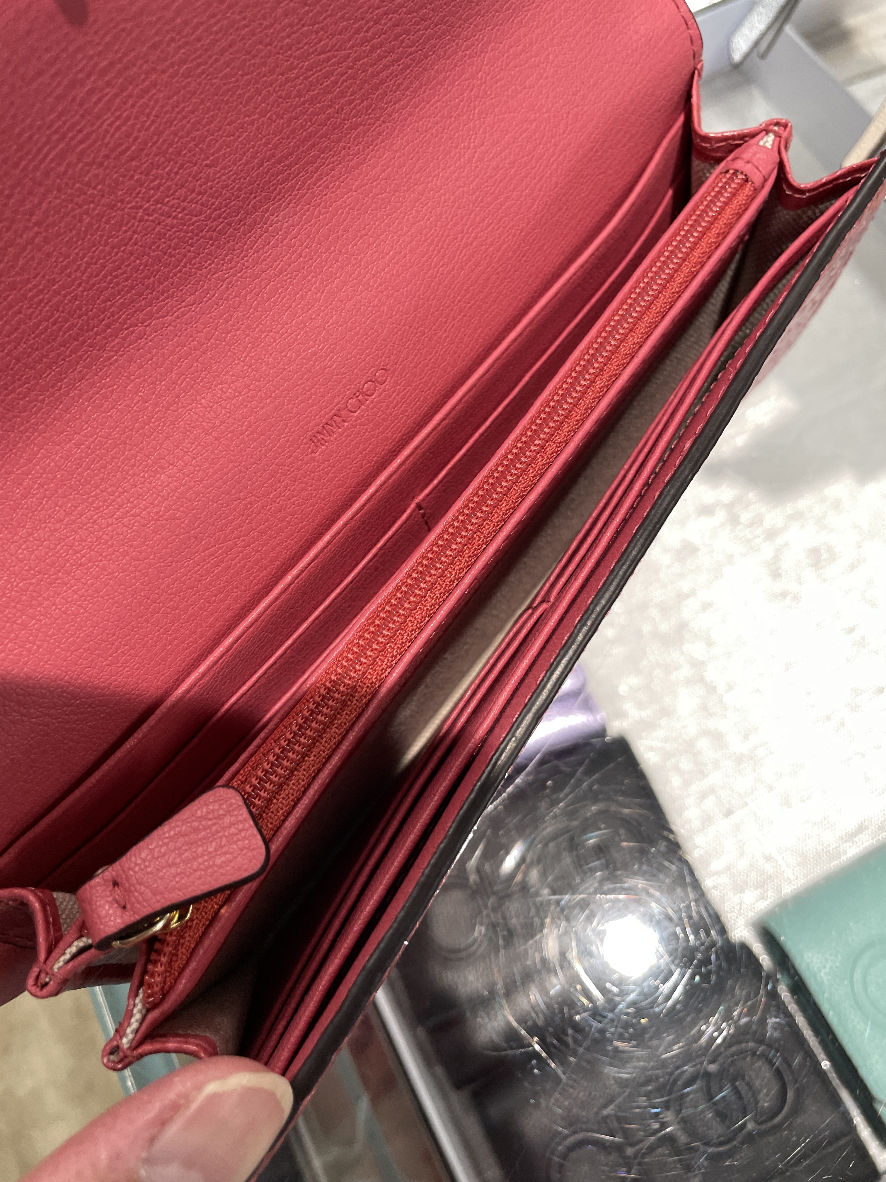 ショッパーbox付 JIMMY CHOO JC クロコ Wallet ロゴ 長財布 財布