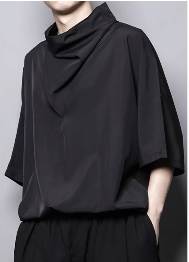 メンズ無地ハイネックTシャツトップス上品シンプルおしゃれ