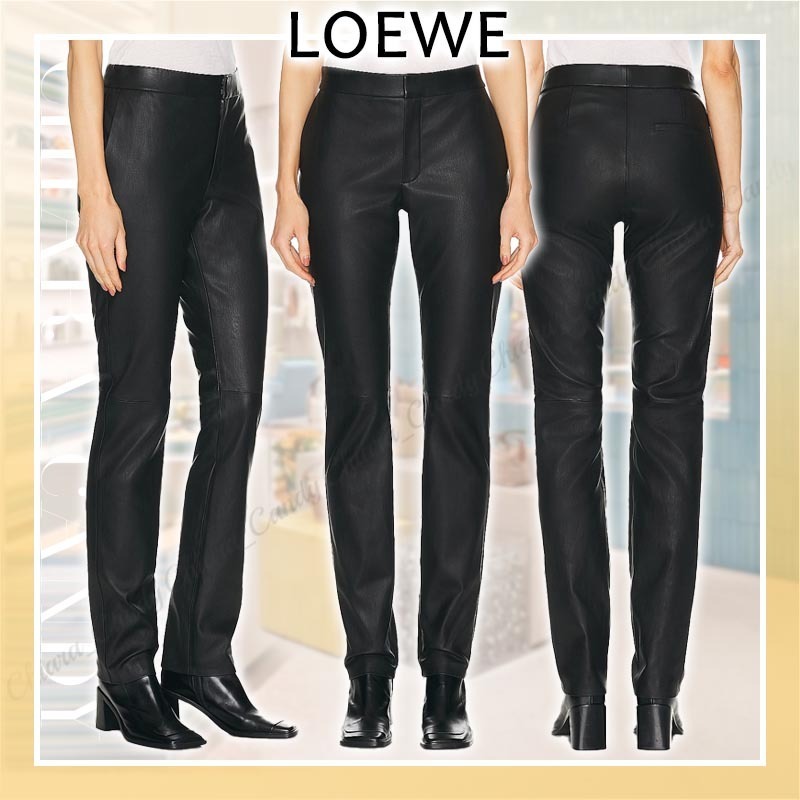 【24SS NEW】LOEWE_woman / スキニー レザー トラウザー / Black