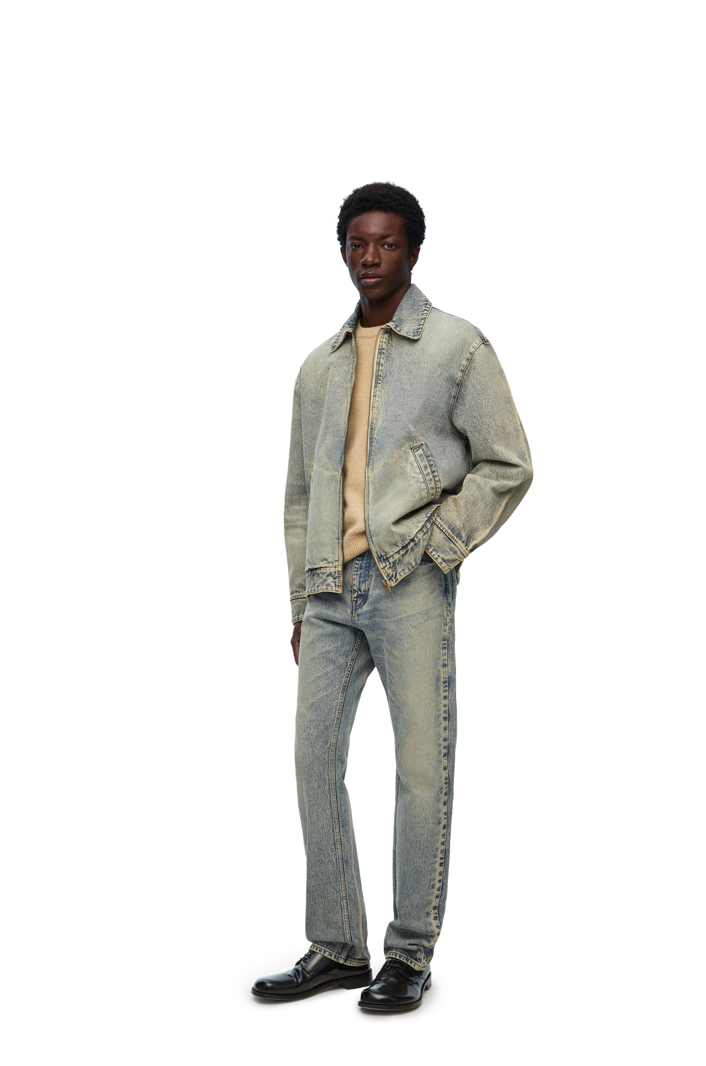LOEWE★ハイライズストレートレッグジーンズ Straight leg jeans in denim Blue - LOEWE