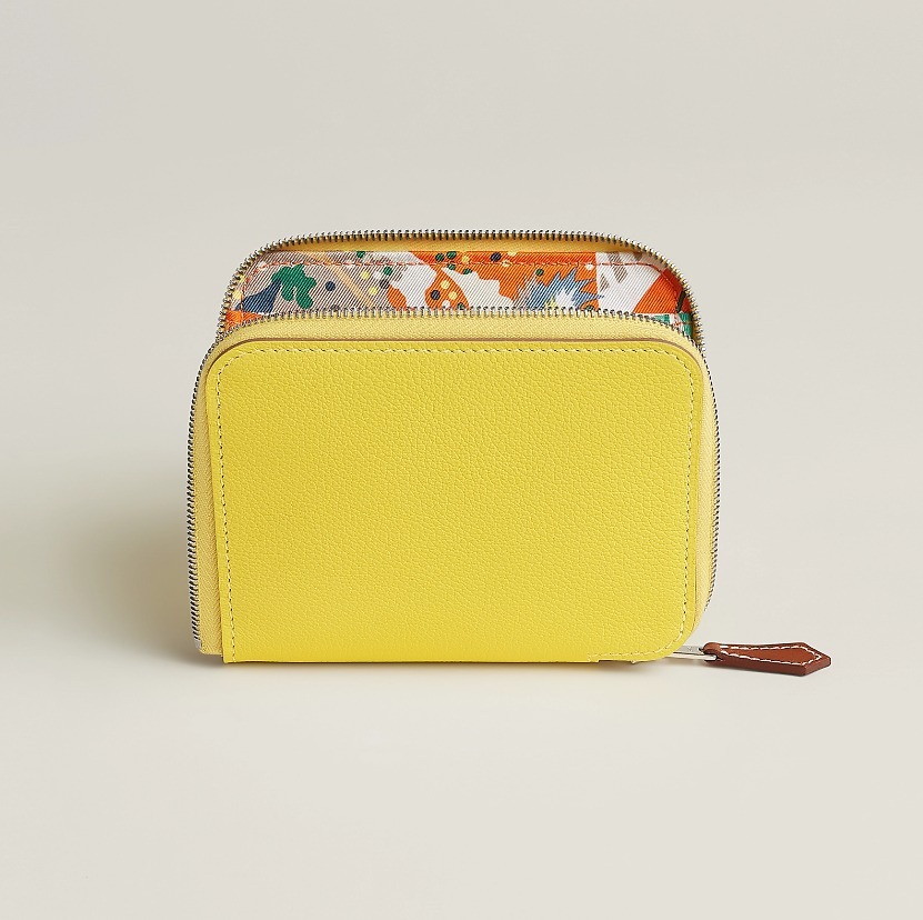 【明るい黄色のミニ財布♡】HERMES シルクイン コンパクト 明るい黄色のミニ財布♡】HERMES シルクイン コンパクト