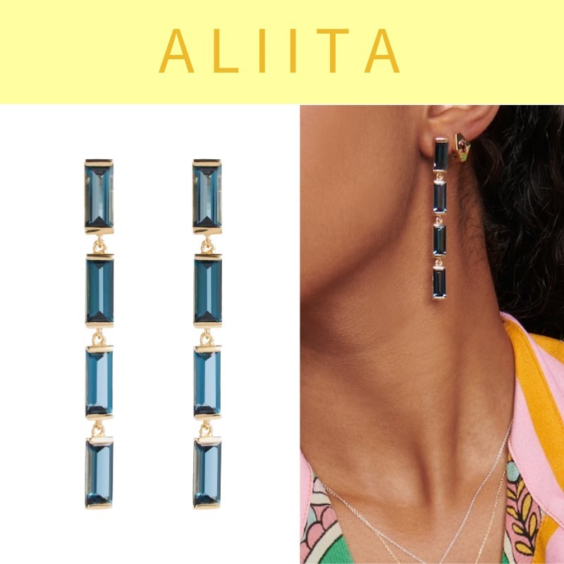 【ALIITA】送料関税込み!!9K ゴールド ドロップピアス トパーズ