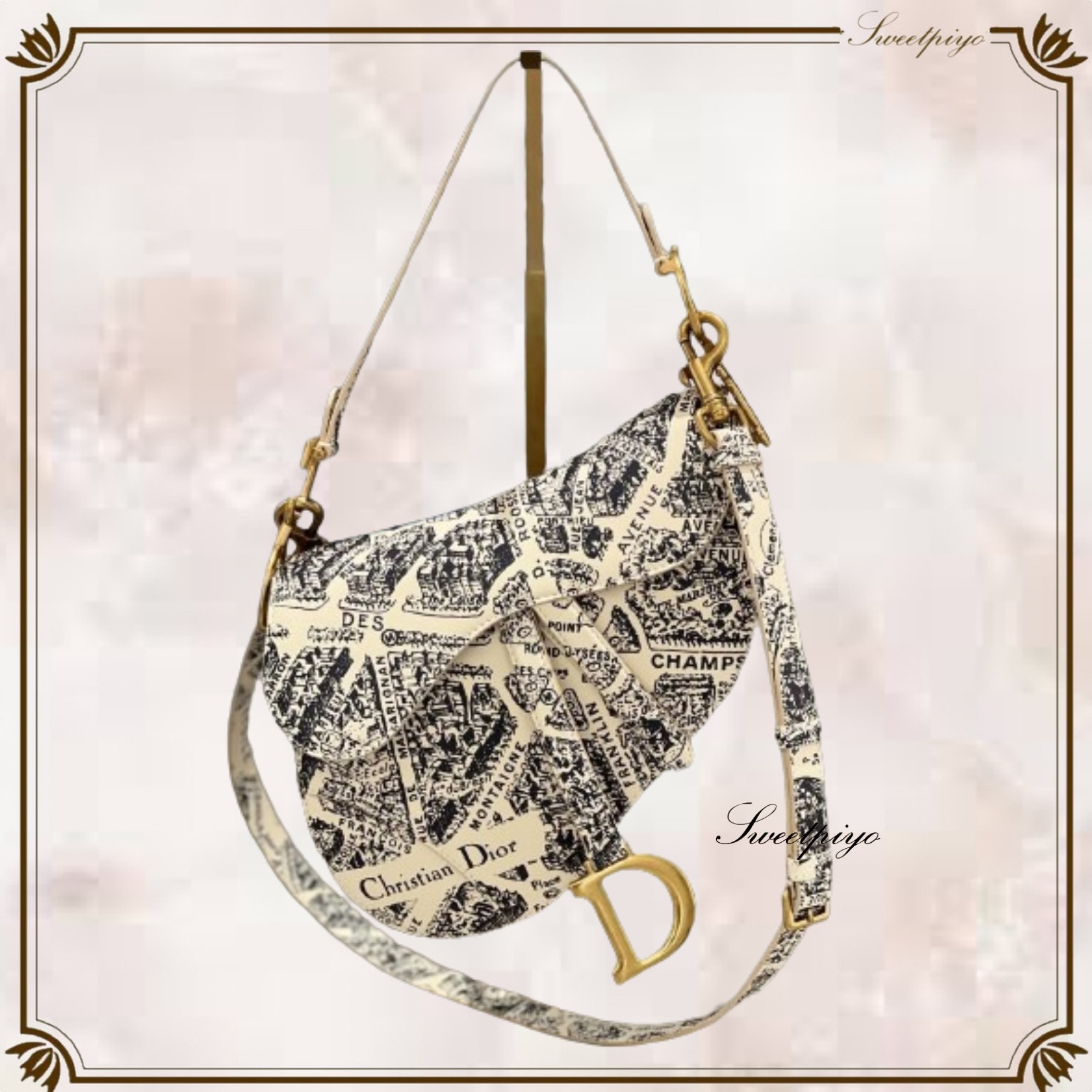 Dior☆ハンドバッグ 地図モチーフ CDストラップ ショルダー