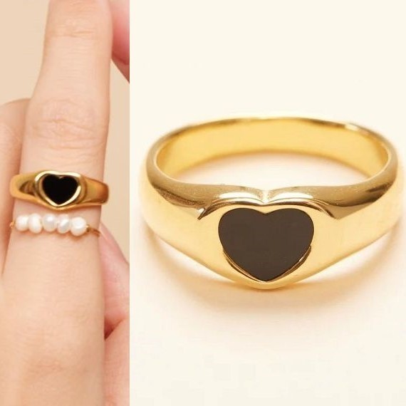 【Shapes Studio】Black Heart Gemstoneリング
