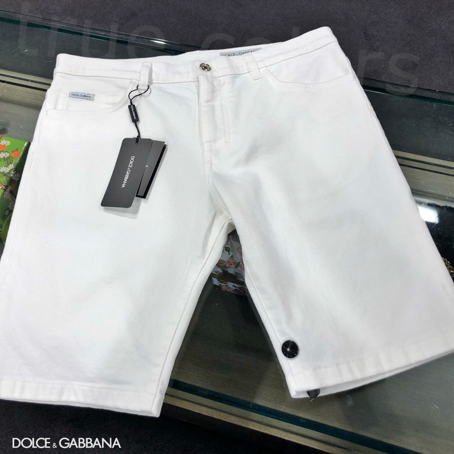 DOLCE&GABBANA ドルガバ ロゴプレート デニム ハーフパンツ
