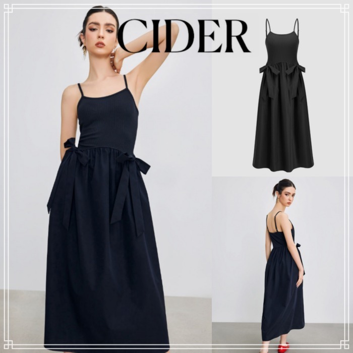 【Cider】ボウ ノット キャミ マキシ ドレス
