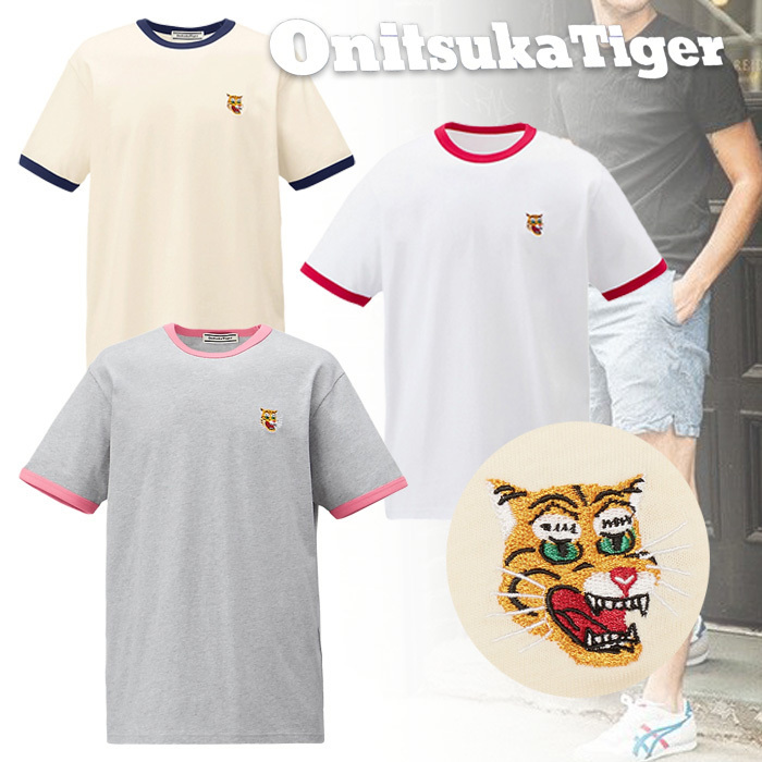 国内即発【Onitsuka Tiger】グラフィック 虎 刺繍 Tシャツ 半袖