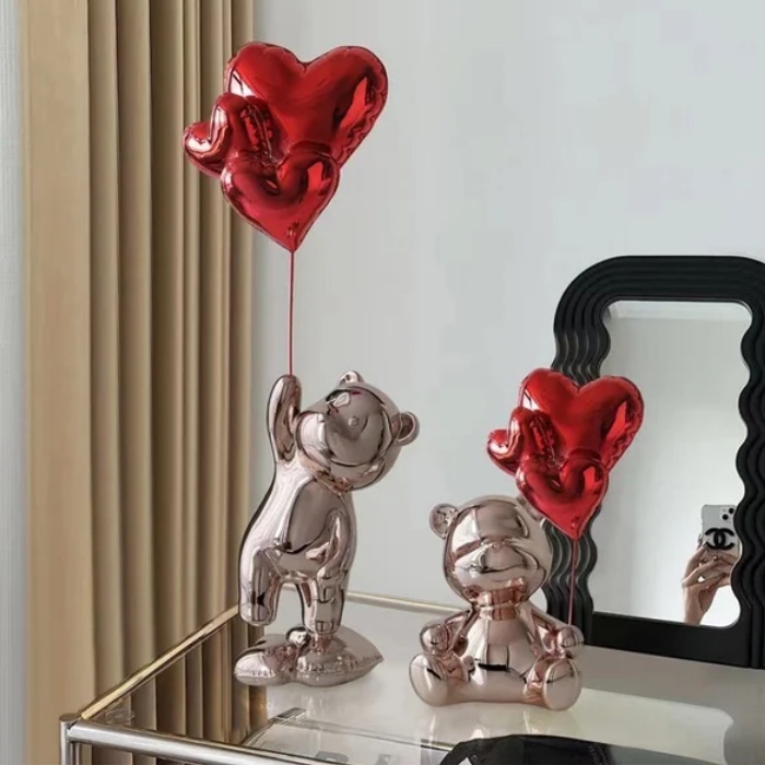 【海外おしゃれオブジェ】2サイズ有 Cute Pink Sitting Bear