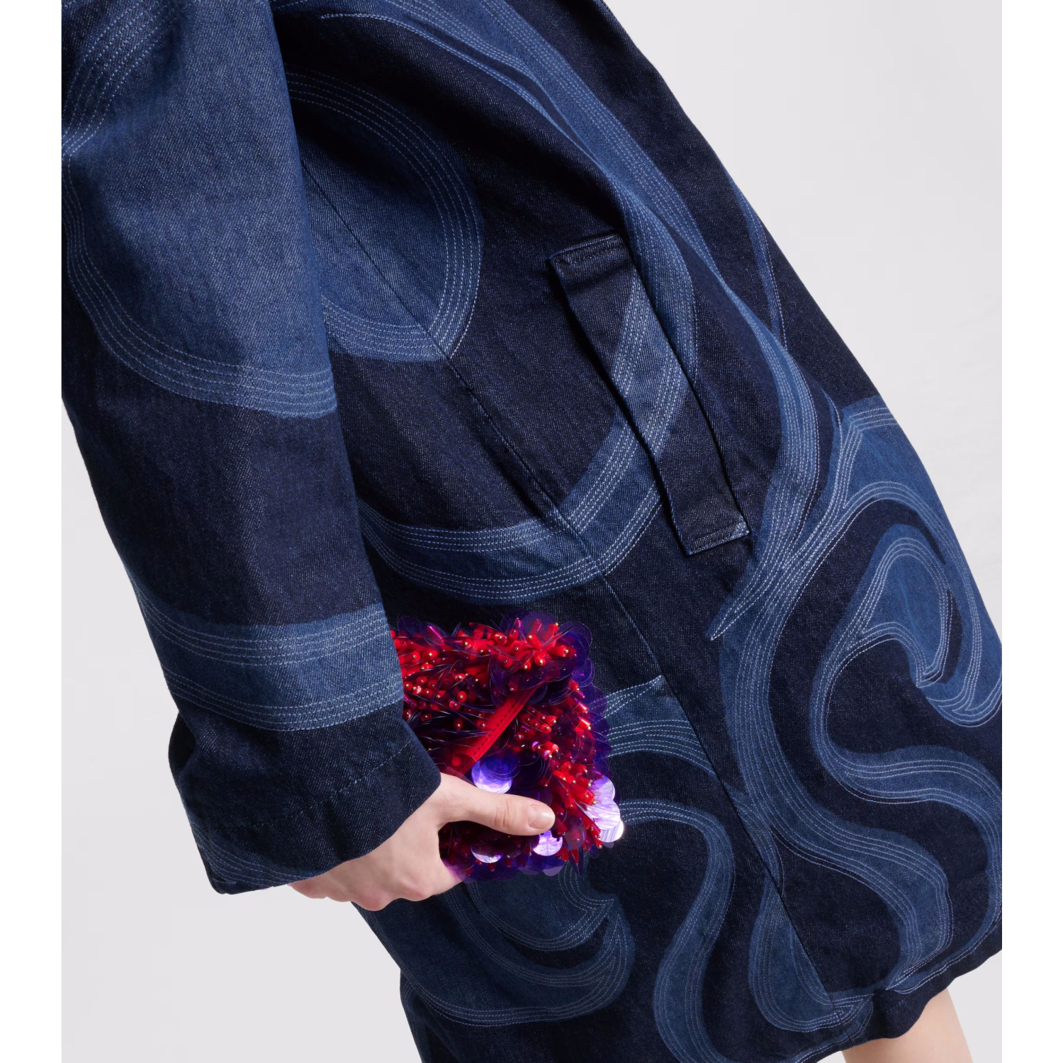 Dries Van Noten 刺繍入りデニムコート ブルー Dries Van Noten 刺繍入りデニムコート ブルー